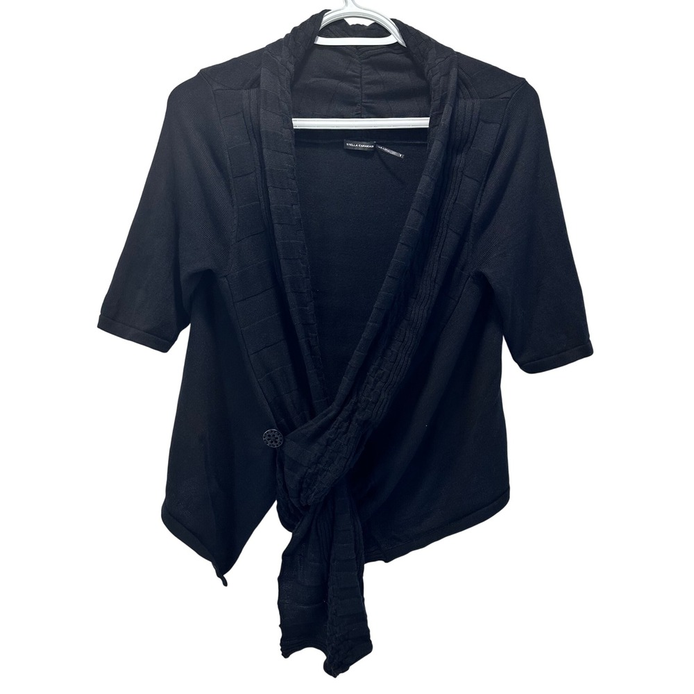 Stella Carakasi Cardigan Tie Front Drape Knit‎ Black Women's Small Elegant